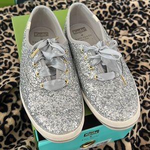 Keds x Kate Spade Silver Glitter sneakers size 6